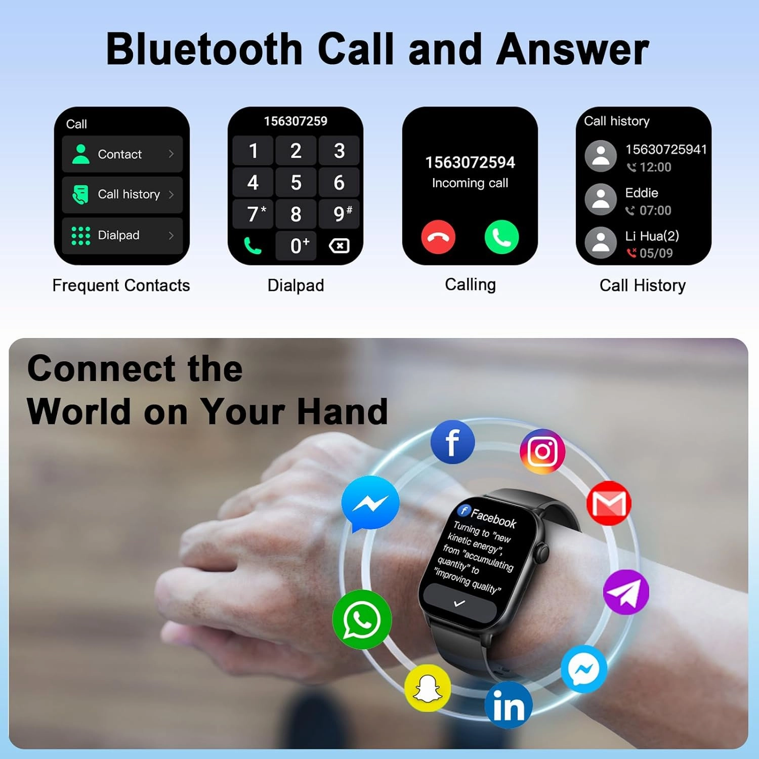 Smart Watch(Answer/Make Call), 1.96" HD Smartwatch for Men Women, 2025 New Fitness Watch with 100  Sport Modes, Heart Rate/Sleep/SpO2/Calories Monitor, IP68 Waterproof Activity Tracker for Android iOS
