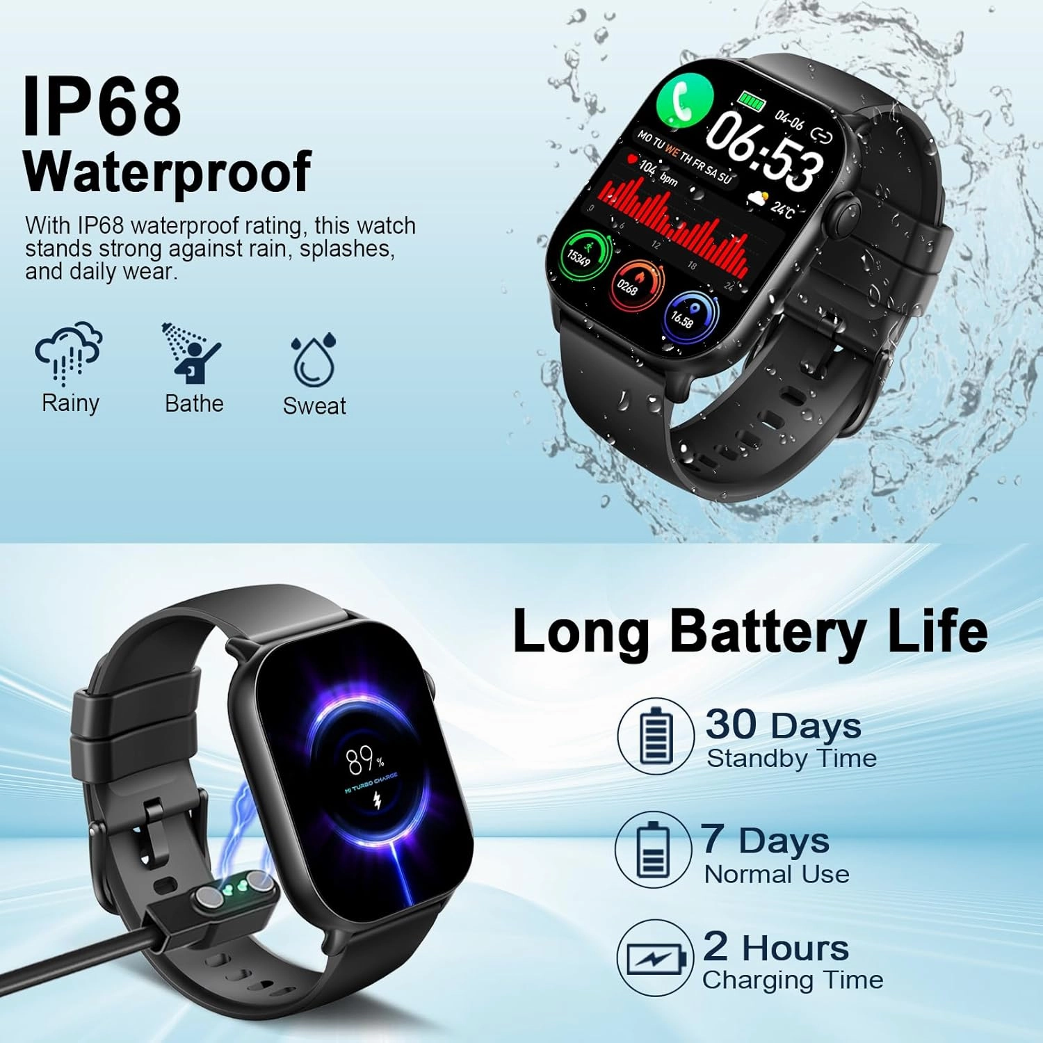 Smart Watch(Answer/Make Call), 1.96" HD Smartwatch for Men Women, 2025 New Fitness Watch with 100  Sport Modes, Heart Rate/Sleep/SpO2/Calories Monitor, IP68 Waterproof Activity Tracker for Android iOS