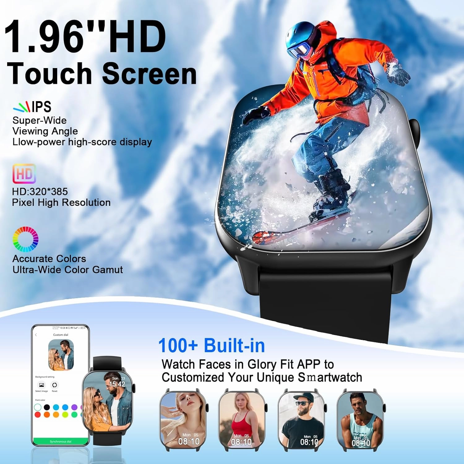 Smart Watch(Answer/Make Call), 1.96" HD Smartwatch for Men Women, 2025 New Fitness Watch with 100  Sport Modes, Heart Rate/Sleep/SpO2/Calories Monitor, IP68 Waterproof Activity Tracker for Android iOS