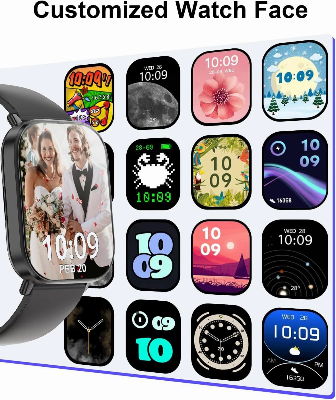 Smart Watch(Answer/Make Calls), 2.01”Smart Watches for Women Men 120  Sports Modes Fitness Tracker with Blood Pressure/Heart Rate/Sleep Monitor, IP68 Waterproof Activity Tracker for Android and iPhone