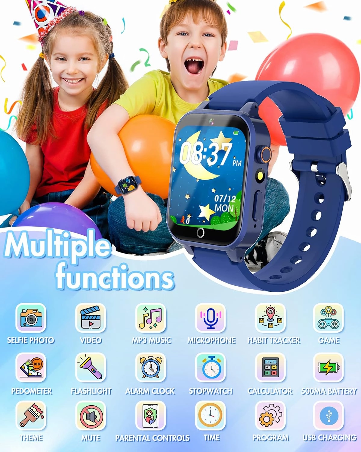 Smart Watch for Kids Gift for Boys Toys Age 8-10, Kids Watch for Boys 8-12 with Video Camera Music Player Educational Birthday Gifts for 6 7 8 9 10 11 12 Year Old Boys