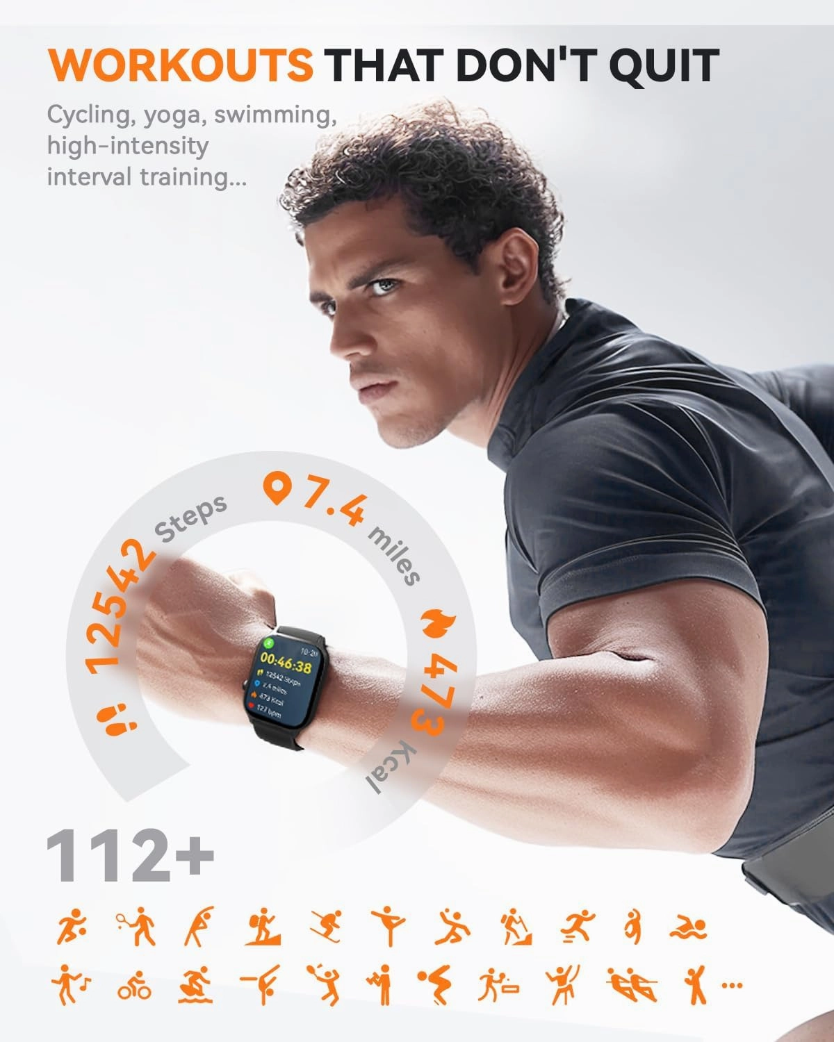 Smart Watch for Men Women- Answer/Make Call, 2024 IP68 Waterproof Fitness Tracker Watch with Heart Rate Monitor Sleep Step Counter Activity Smartwatch for Samsung Andriod iPhone iOS Compatible
