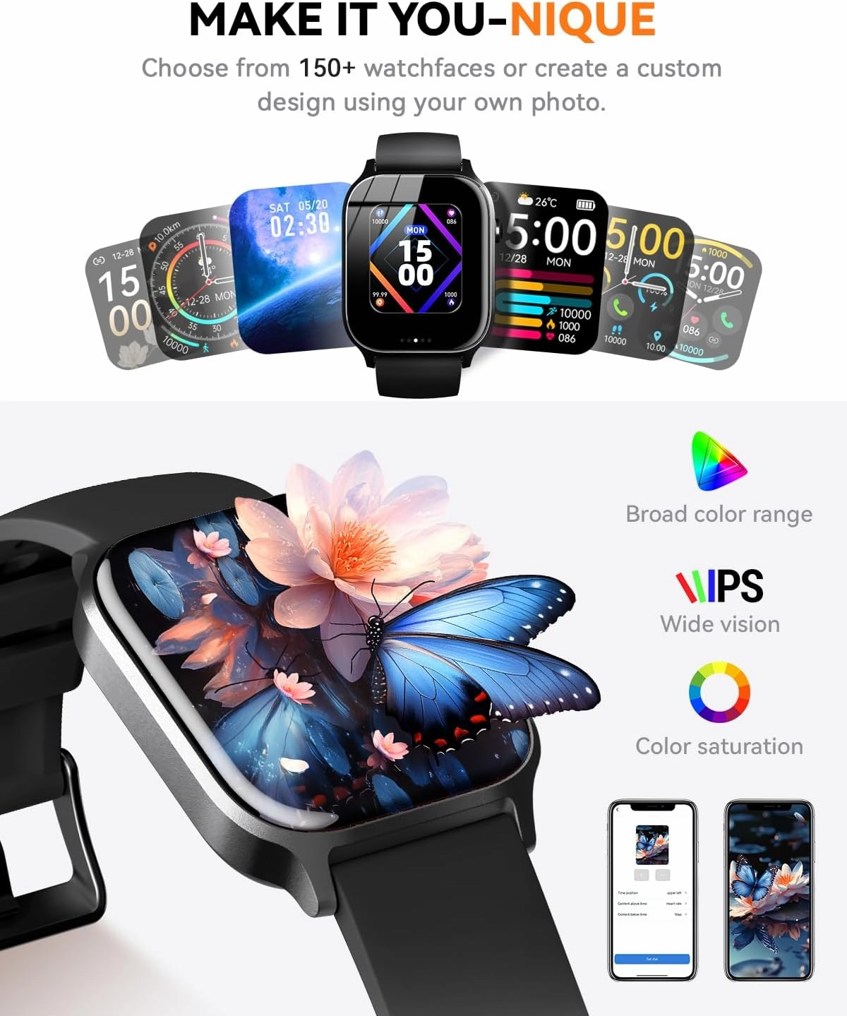 Smart Watch for Men Women- Answer/Make Call, 2024 IP68 Waterproof Fitness Tracker Watch with Heart Rate Monitor Sleep Step Counter Activity Smartwatch for Samsung Andriod iPhone iOS Compatible