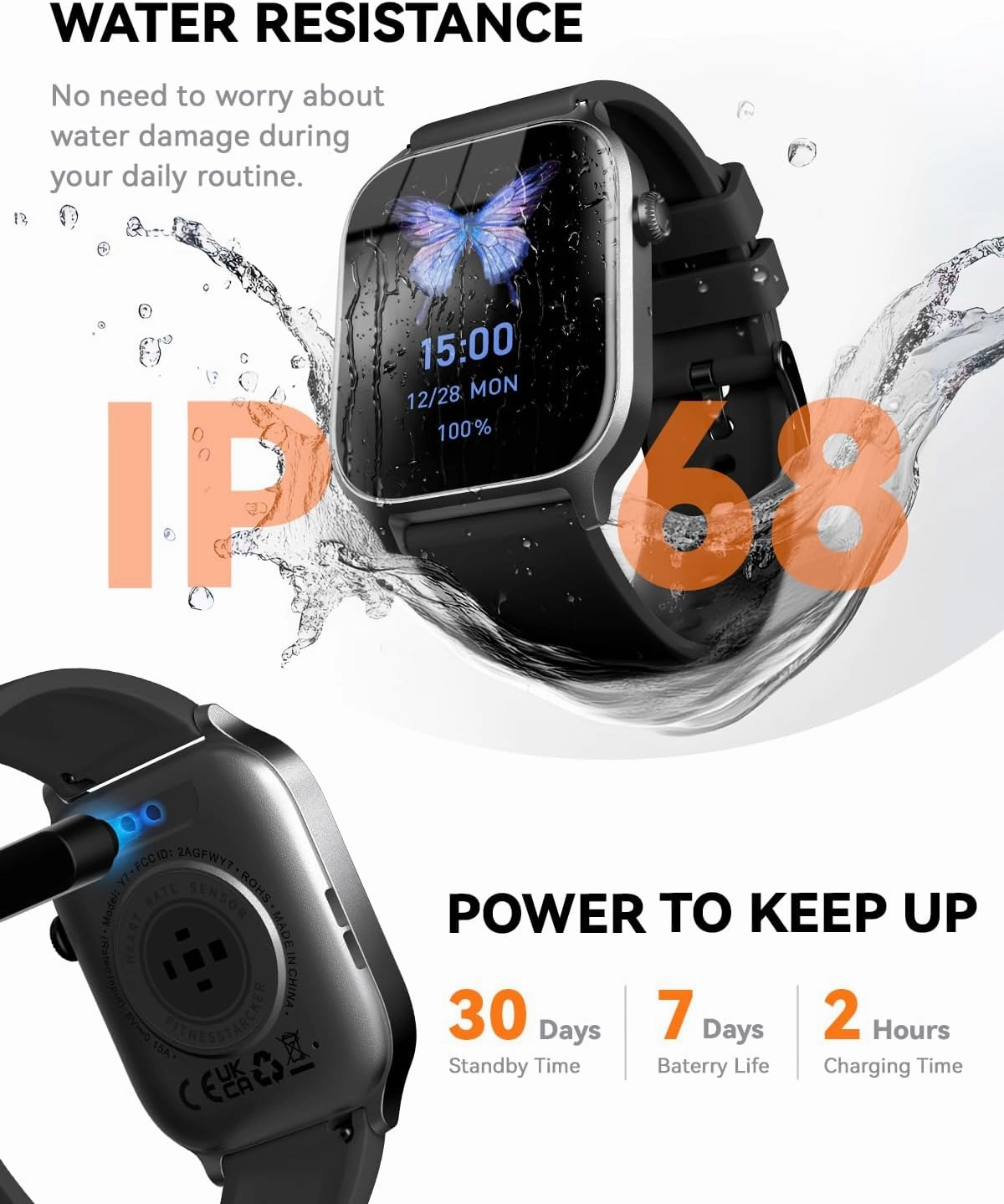 Smart Watch for Men Women- Answer/Make Call, 2024 IP68 Waterproof Fitness Tracker Watch with Heart Rate Monitor Sleep Step Counter Activity Smartwatch for Samsung Andriod iPhone iOS Compatible