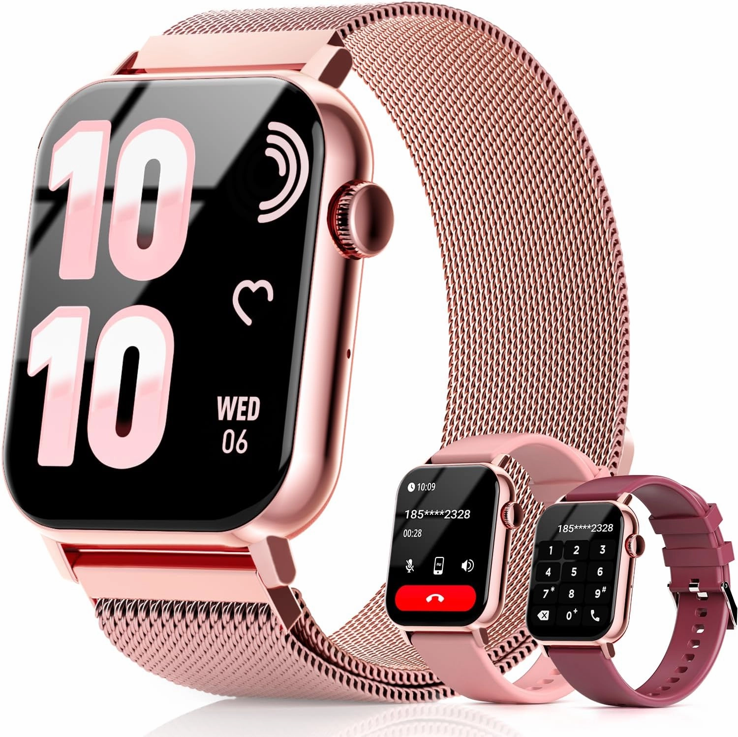 Smart Watches for Women, 1.83" HD Fitness Tracker (Answer/Make Calls), 120  Sport Modes with Heart Rate/Sleep Monitor, IP68 Waterproof, Fitness Watch for iOS Android, Rose Gold