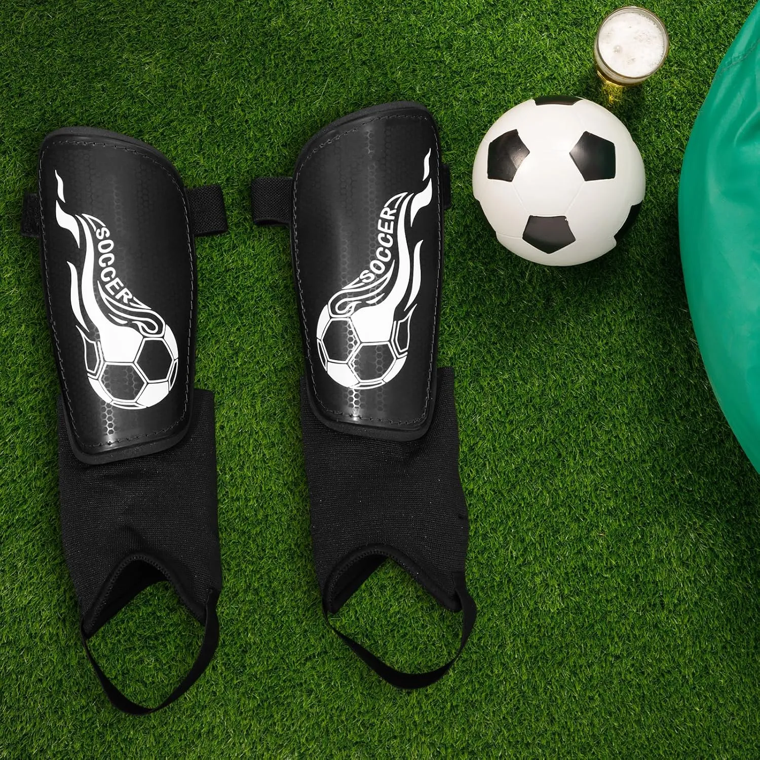Soccer Shin Guards for Kids Youth 4-8, 8-14, Lightweight Adjustable Strap Soccer Shin Pads with Ankle Protection Protective Football Equipment for Boys Girls Teens