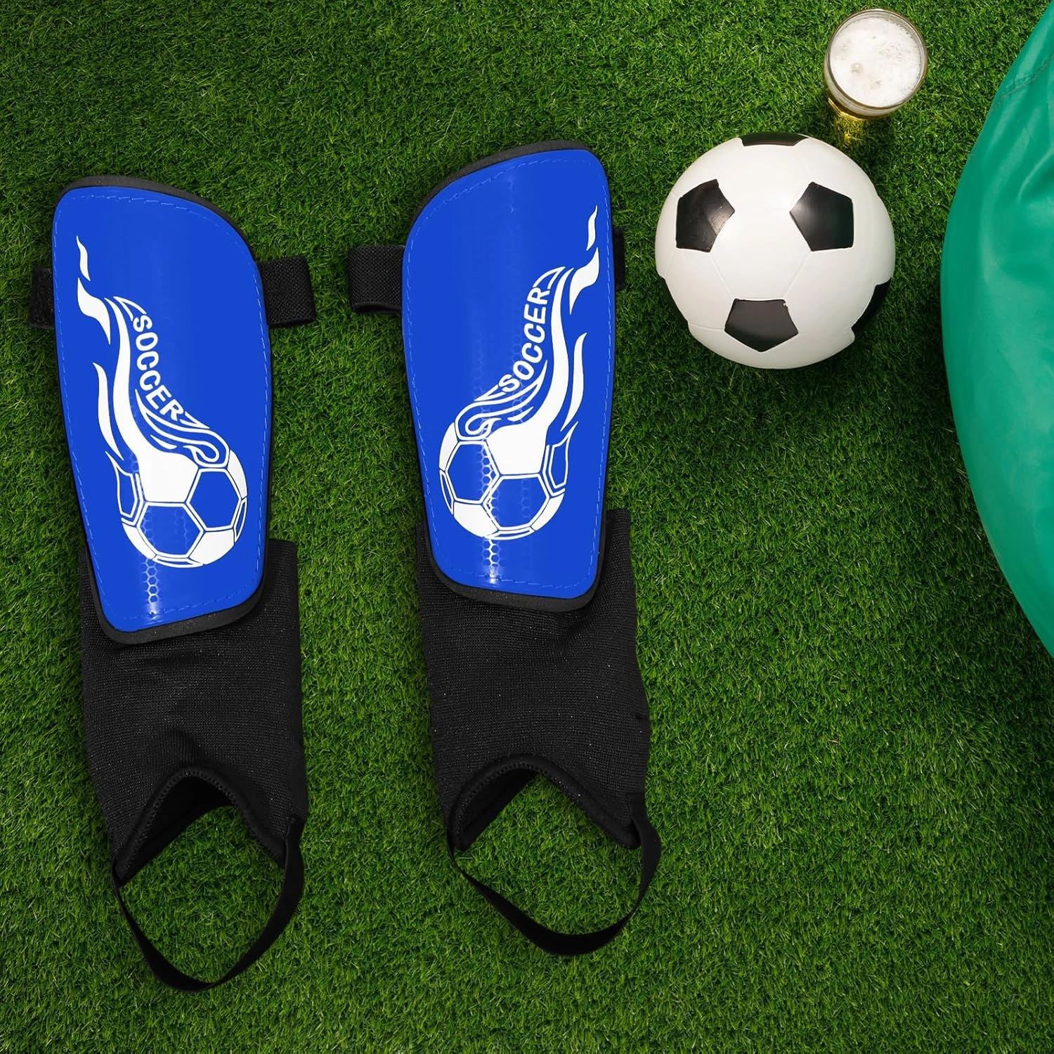 Soccer Shin Guards for Kids Youth 4-8, 8-14, Lightweight Adjustable Strap Soccer Shin Pads with Ankle Protection Protective Football Equipment for Boys Girls Teens