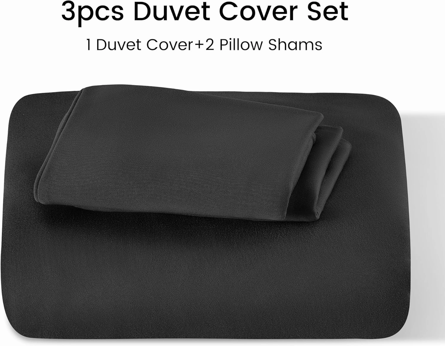 Sonive Twin/Twin XL Duvet Cover Set, Jersey Knit 3 Pieces Bedding Comforter Sets 1 Duvet Cover with 2 Pillow Shams, Breathable Comforter Cover wiht 8 Corner Ties, Super Soft Duvet Cover Black