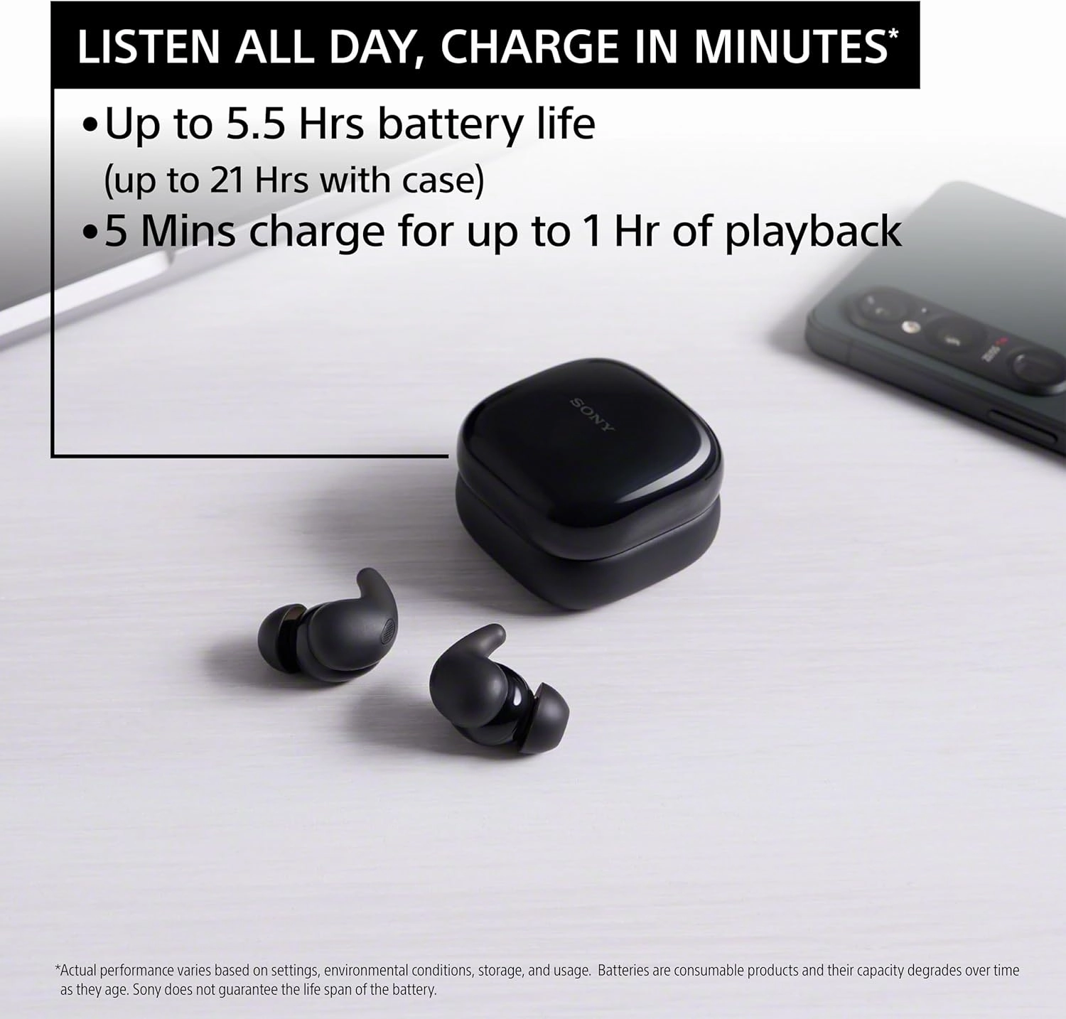 Sony - LinkBuds Fit True Wireless Noise Canceling Earbuds - Black