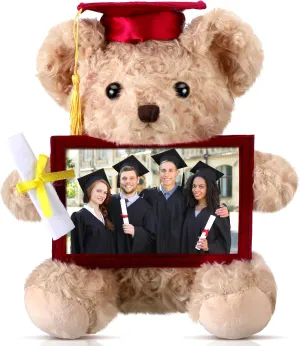 Sotiff 10'' 2025 Graduation Plush Bear with Picture Frame for 4 x 6'' Photo Graduation Gifts Stuffed Bear for Kids Granddaughter Son Girls Boys Preschool Kindergarten Students(Brown, Maroon)