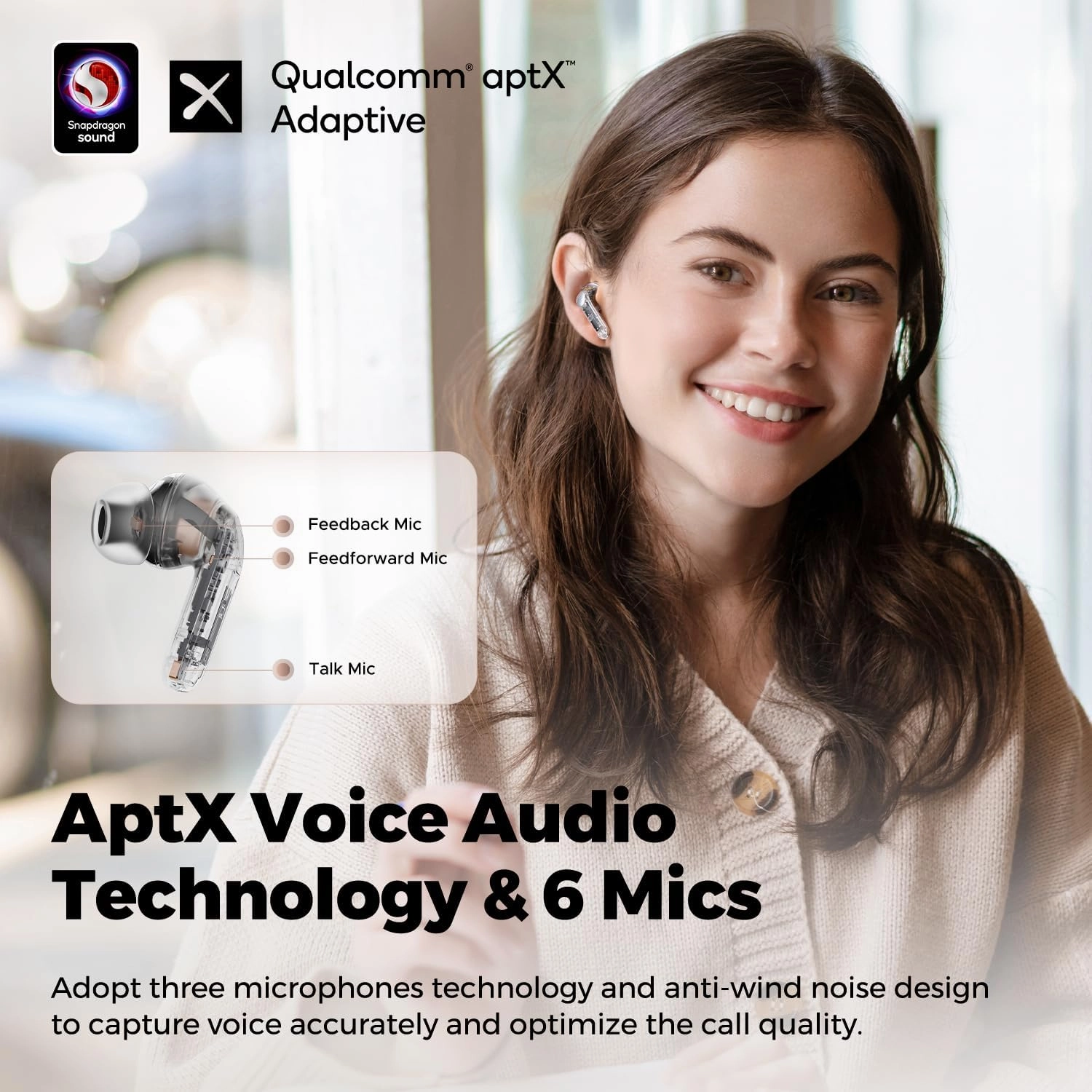 SoundPEATS Air4 Pro Noise Cancelling Wireless Earbuds, Bluetooth 5.3 Headphones with 6 Mics CVC 8.0 ENC, Qualcomm® AptX™ Adaptive Earphones, Multipoint Connection, in Ear Detection, App Customize EQ