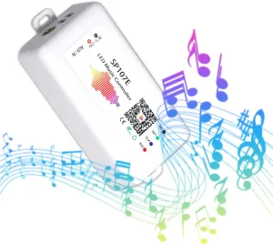 SP107e LED Controller, Music-Sync RGB Pixel Controller for WS2812b/Ws2811/SK6812 LED Strips & Screen Lighting, APP-Controlled Smart System with Real-Time Audio Effects