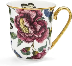 Spode Pimpernell Creatures of Curiosity Collection White Floral Coffee Mug, 12 Ounce, Gold Rim and Handle, Made of Fine China, Mugs for Coffee, Tea Cup, Hand Wash