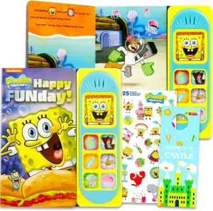 Spongebob Sound Book for Toddlers - Spongebob Squarepants Activity Book Bundle with an Interactive Learning Sound Book Plus Stickers, Door Hanger | Spongebob Gifts for Kids