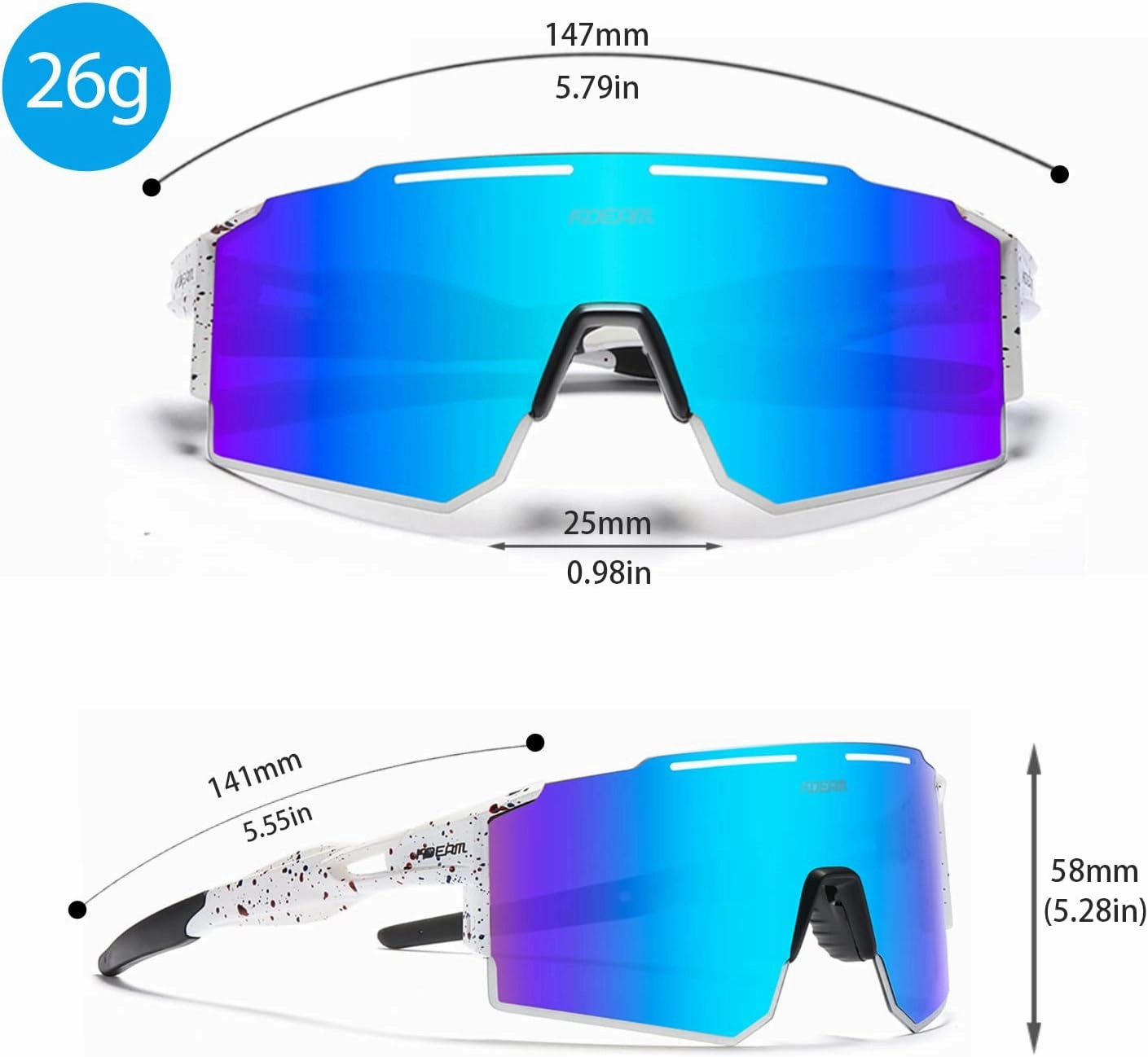 Sports Polarized Sunglasses UV Protection for Youth, Men & Women, Ideal for Cycling Running Baseball Skiing & Softball