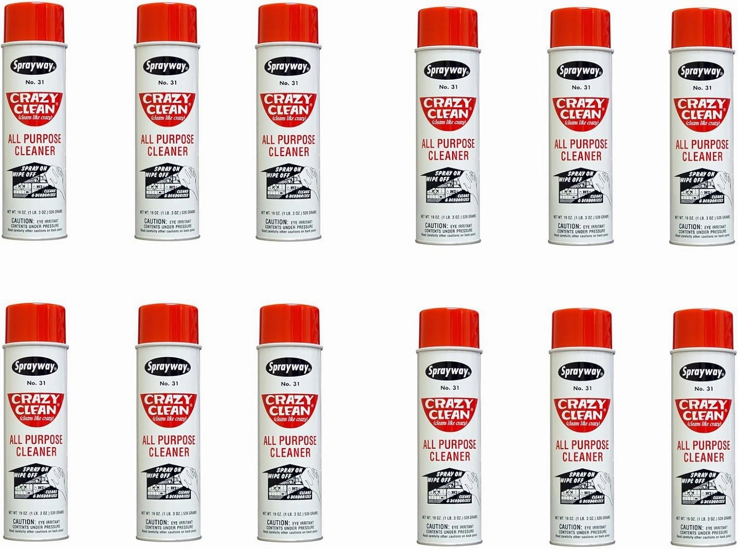 Sprayway SW031-12PK Crazy Clean All Purpose Cleaner, 19 oz, Pack of 12