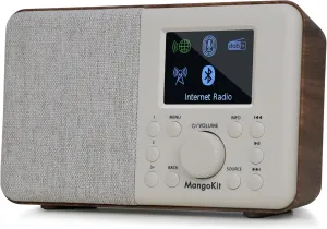 SR10 Smart WiFi Internet Radio,Podcast Player, Bluetooth Speaker, Portable FM Radio, Mains and Battery Powered Radio, Color Display,Dual Alarms, Presets,App Control-Walnut