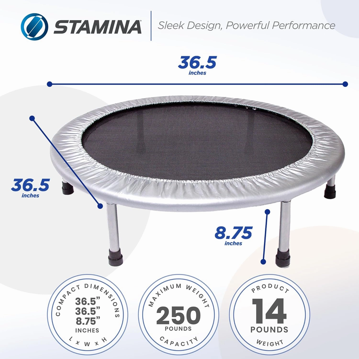 Stamina Mini Fitness Trampoline w/Smart Workout App