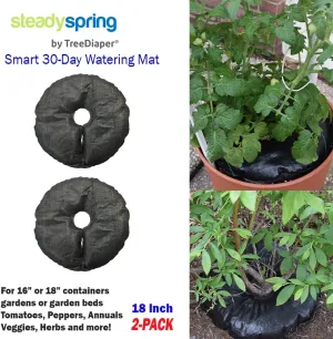 SteadySpring(R) Smart 30 Day Watering Mat Auto Refills with Rain for Tomato Plants, Peppers, Veggies, Perennials, Annuals in 1-2 Gallon Containers or with a 7 in to 10 in Root Ball (4)