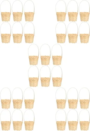 STOBAZA 30pcs Mini Woven Flower Baskets Multi-functional Dollhouse Baskets for Candy Decoration and Landscaping Compact Natural Aesthetic