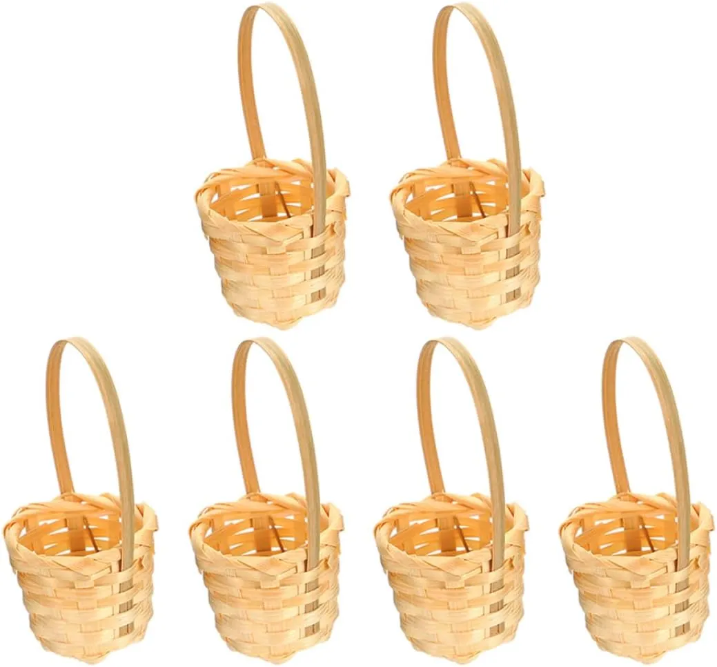 STOBAZA 30pcs Mini Woven Flower Baskets Multi-functional Dollhouse Baskets for Candy Decoration and Landscaping Compact Natural Aesthetic