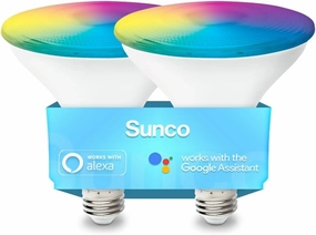 Sunco PAR38 Alexa Compatible Smart LED Bulbs, WiFi Color Changing Outdoor Flood Light, 13W, RGB Tunable White CCT, Dimmable, with Amazon Alexa & Google Assistant, No Hub Required 2 Pack