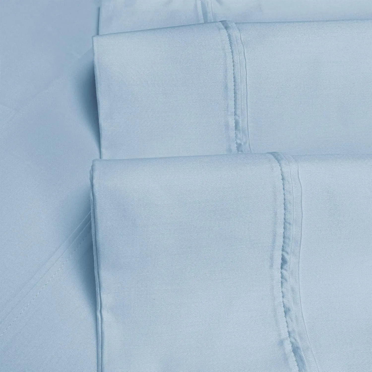 Superior Egyptian Cotton 4 Piece Sheet Set, Luxury 1200 Thread Count, Eco-Friendly, Sustainable Sheets, Ultra-Soft Basics, Solid, Deep Pocket Fitted Sheet, Flat Sheet, Pillowcases, King, Light Blue