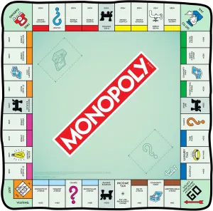 Surreal Entertainment Monopoly Blanket | Monopoly Game Board | Monopoly Throw Blanket | Oversized Monopoly Game Board | Giant Monopoly Floor Board Game | 60 X 60 Inches | Officially Licensed