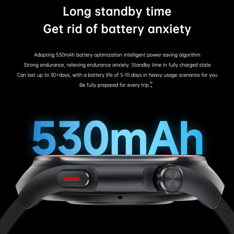 T82 1.43 inch Round Screen BT Call Smart Watch, Heart Rate / Blood Pressure / Blood Oxygen / Sleep / Blood Sugar / HRV / Metope / SOS, Strap:Stainless Steel Black