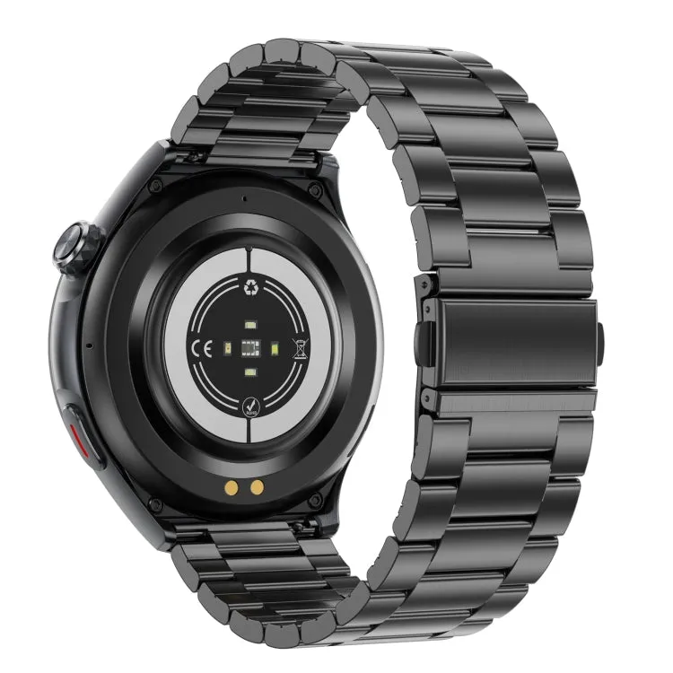 T82 1.43 inch Round Screen BT Call Smart Watch, Heart Rate / Blood Pressure / Blood Oxygen / Sleep / Blood Sugar / HRV / Metope / SOS, Strap:Stainless Steel Black