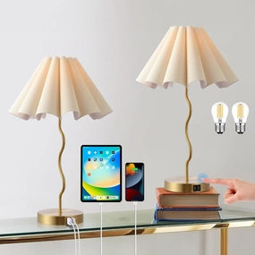 Table Lamps for Bedroom Living Room Gold Lamps Set of 2 Modern Touch Dimmable Lamp for End Table Bedside Night Stand Gold Lamp