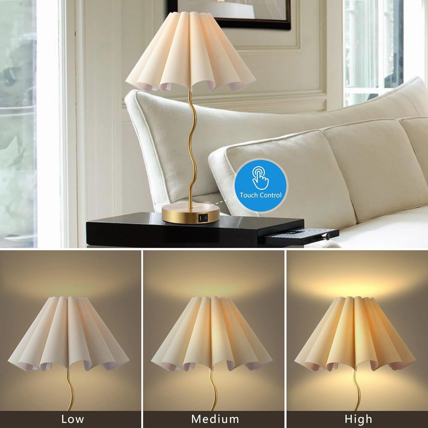 Table Lamps for Bedroom Living Room Gold Lamps Set of 2 Modern Touch Dimmable Lamp for End Table Bedside Night Stand Gold Lamp