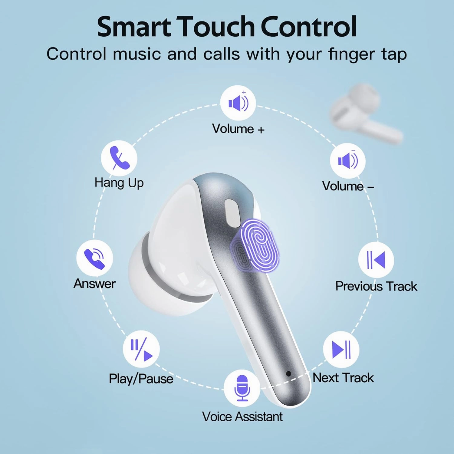 TAGRY Bluetooth Headphones True Wireless Earbuds 60H Playback LED Power Display Earphones with Wireless Charging Case IPX5 Waterproof in-Ear Ear buds with Mic for TV Smart Phone Laptop Computer Sports