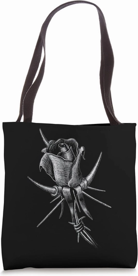 Tainted Thorny Rose Barb Wire Goth Design Tote Bag