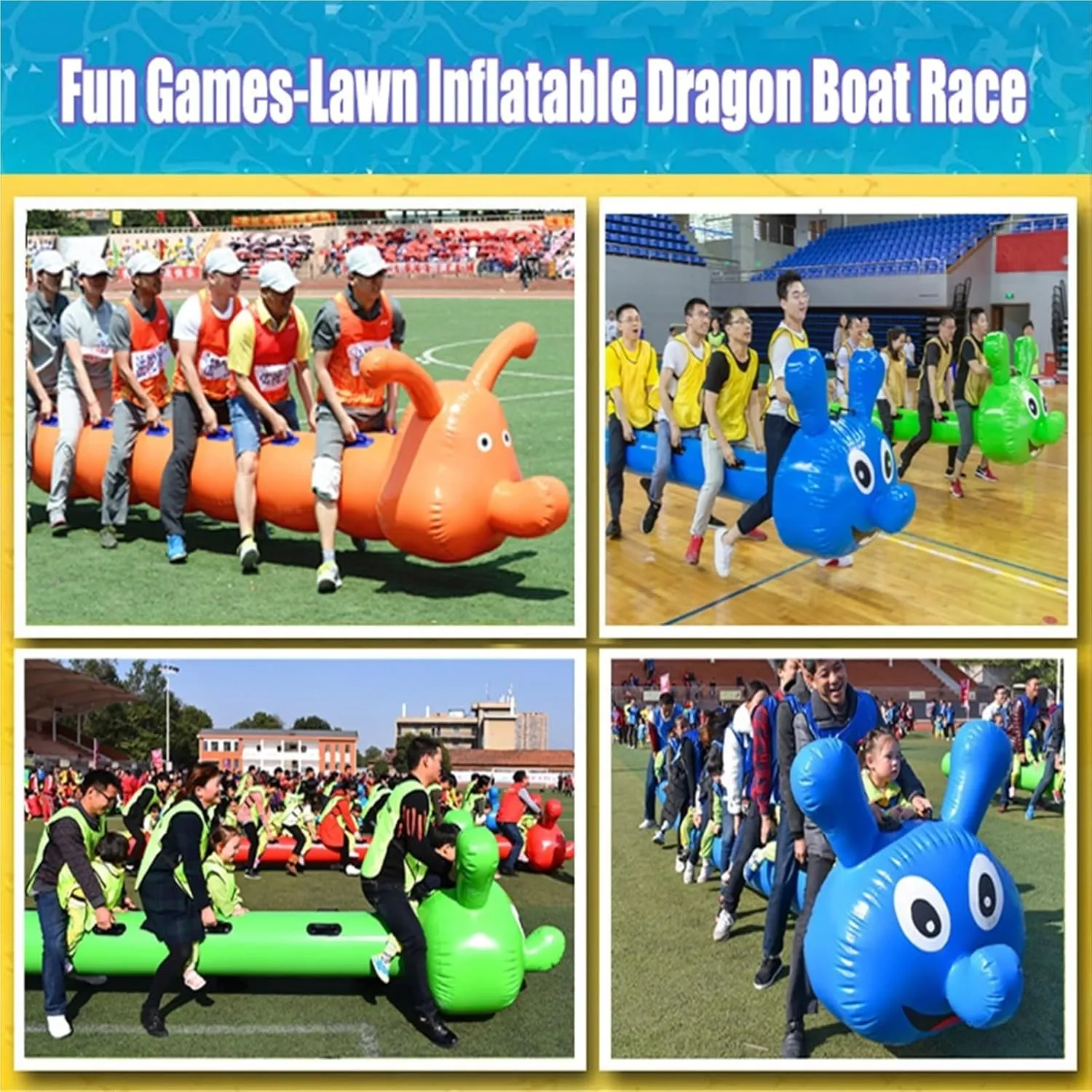Team Building Games 2 Pcs Yellow Outdoor Carnival Inflatable Toys for School Club Team Building Team Cooperation Game Equipment, Red(12 seats/L-6M)
