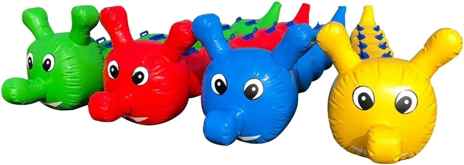 Team Building Games 4 PCS Field Day Outdoor Team Gaming Play, Inflatable Caterpillar Toys for Cooperative Team Competition Sports Games, Yellow/Red/Blue/Green