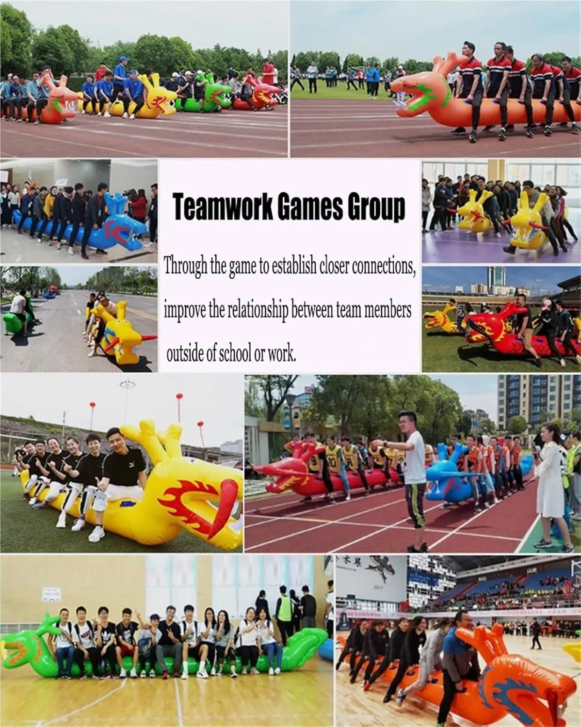 Team Building Games Field Day Outdoor Teamwork Games, Lawn Games Inflatable Toys, School Games Company Team Building Activities, 2 PCS(Yellow Green,12 seats/L-7M)