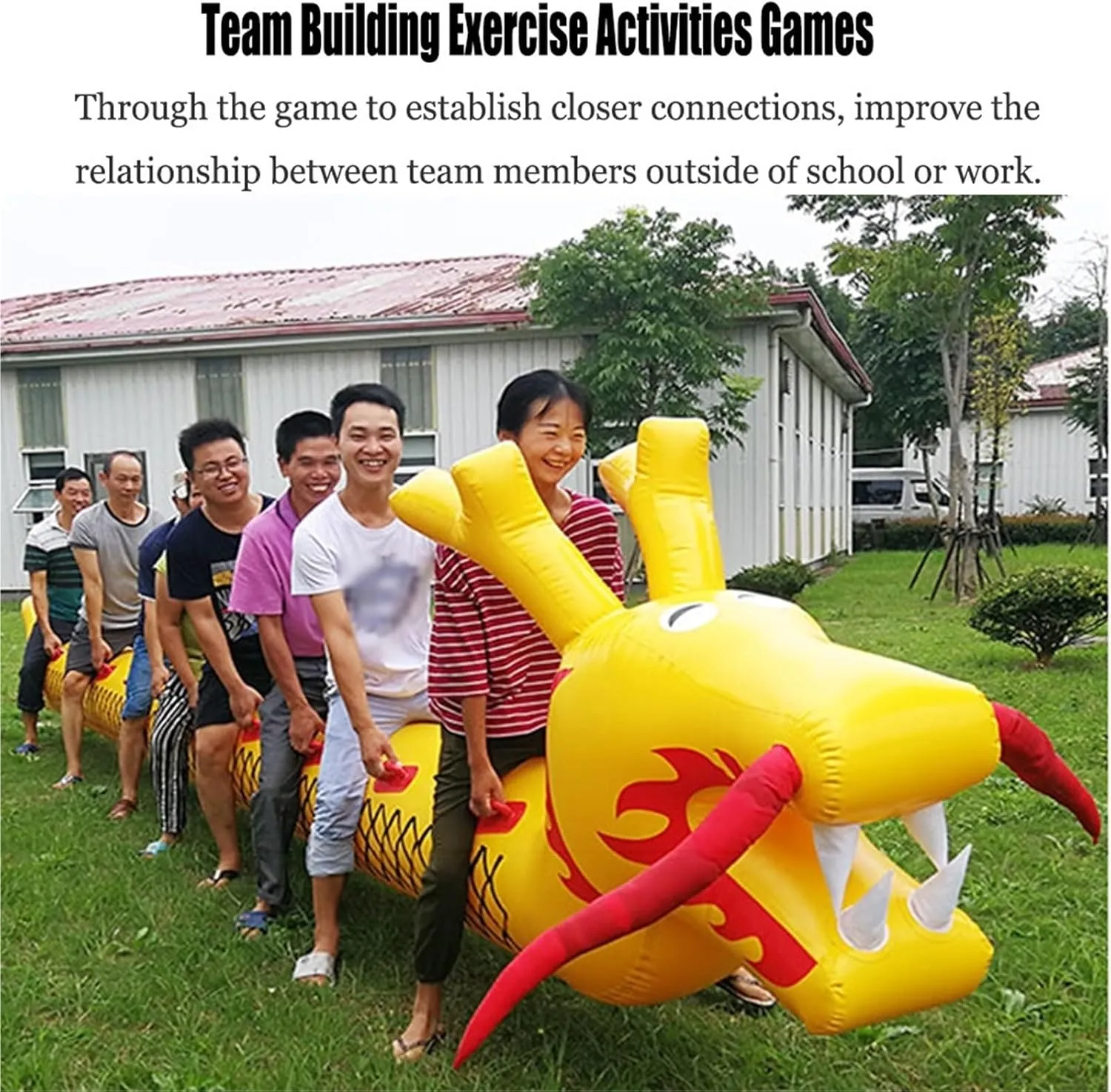 Team Building Games Teamwork Sports Toy Inflatable Dragon Boat, Team Building Activities Kit Group Games, Field Day Games, 4 PCS(15 Seats/L-8.5M)