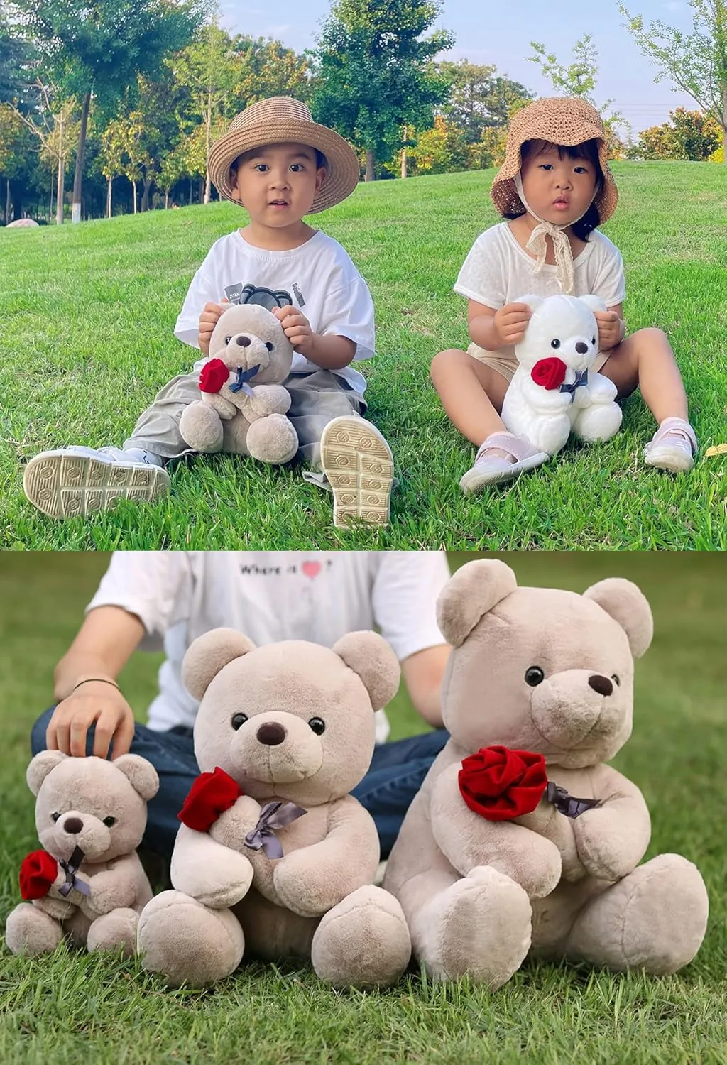 Teddy Bear with Rose,Plush Stuffed Animal Teddy Bear,Cute Sweet Teddy Bear Great Gift for Your Loved One, Soft Teddy Bear for Girlfriend Kids Birthday, Valentine, Christmas(18 inches, Brown)