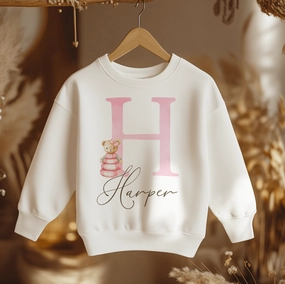Teddy Bear Girl Personalised Toddler & Kids Sweatshirt