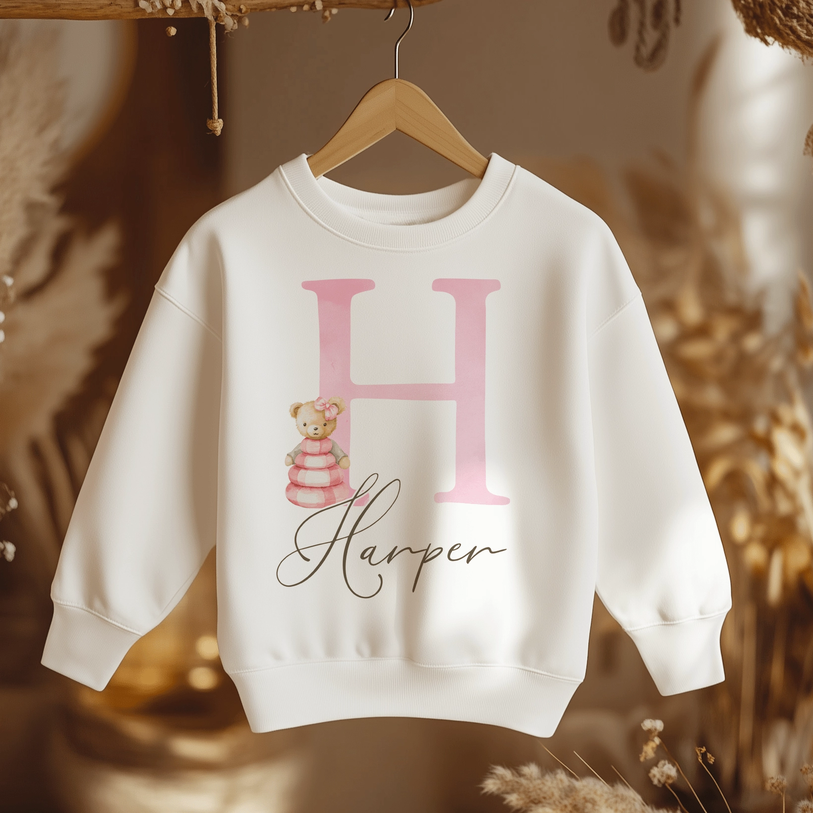 Teddy Bear Girl Personalised Toddler & Kids Sweatshirt