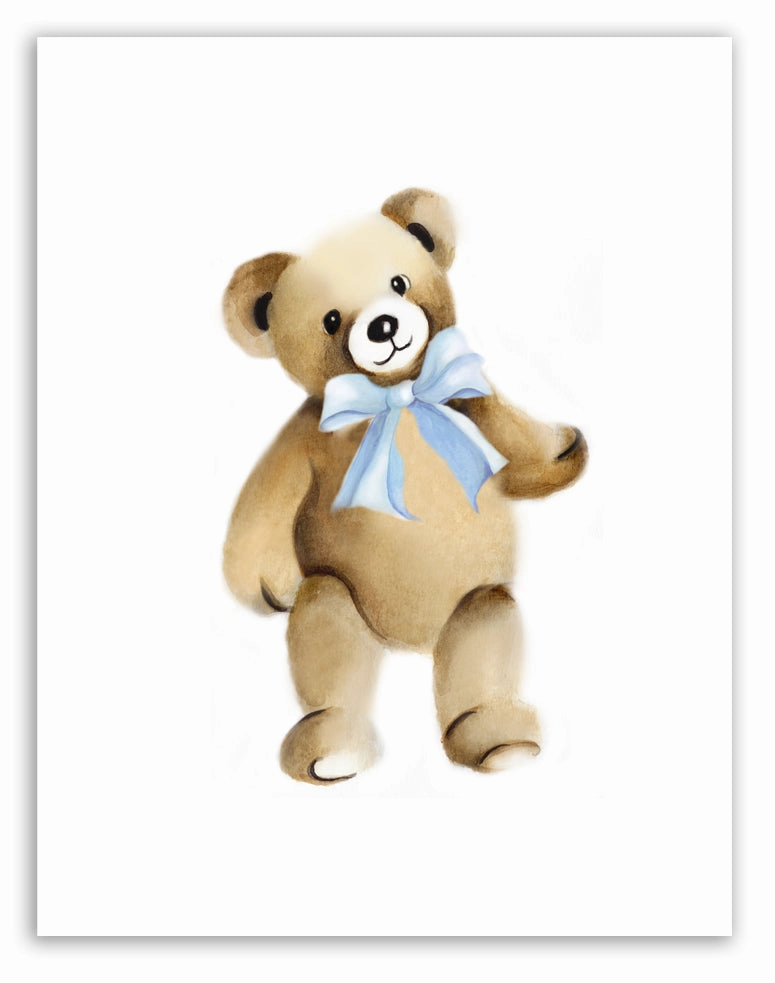Teddy Bear with Bow Nursery Print