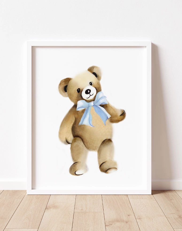 Teddy Bear with Bow Nursery Print