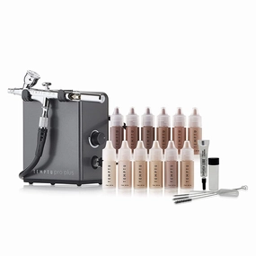 TEMPTU Pro Plus Premier Airbrush Kit: Airbrush Makeup Set for Professionals | Includes S/B Silicone-Based Foundation Starter Set & Airbrush Cleaning Kit | Travel Friendly