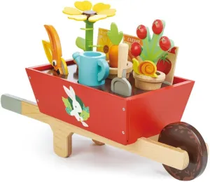 Tender Leaf Toys - Garden Wheelbarrow Set - Deluxe Garden Pretend Play Wooden Toy Set for Gardening - Educational, Creative and Imaginative Fun in Garden for Children 3 