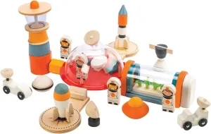 Tender Leaf Toys - Life on Mars Playset - S.T.E.M. Toy - 16 Pc Wooden Outer Space Themed Playset - Creates Interest in Science and Creative Role Play for Children - Age 3 