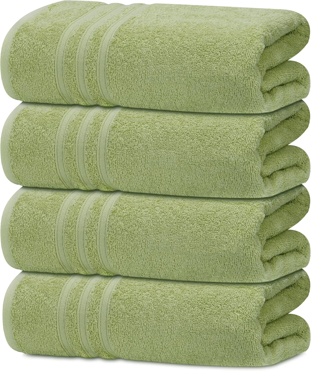Tens Towels Pack of 4 Soft Bath Towels, 100% Cotton, 27 x 54 Inches, Lightweight & Quick-Dry, Ideal for Daily Bathroom Use, Practical & Comfortable, Light Green