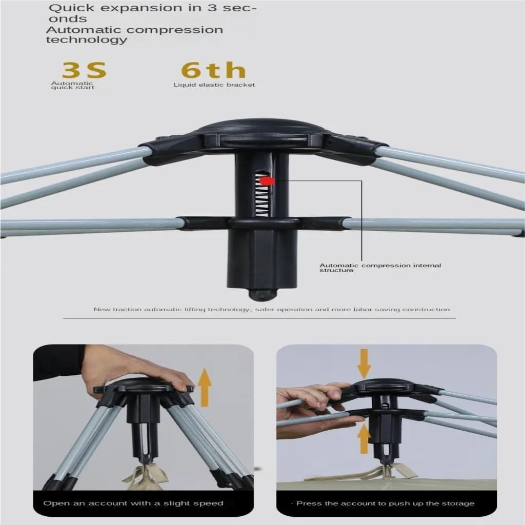 Tent Hexagonal Tent Folding Portable Thickened No-Setup Family Camping Outdoor Fully Automatic Quick-Opening Tent Outdoor Tent