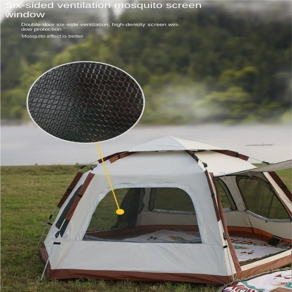 Tent Hexagonal Tent Folding Portable Thickened No-Setup Family Camping Outdoor Fully Automatic Quick-Opening Tent Outdoor Tent