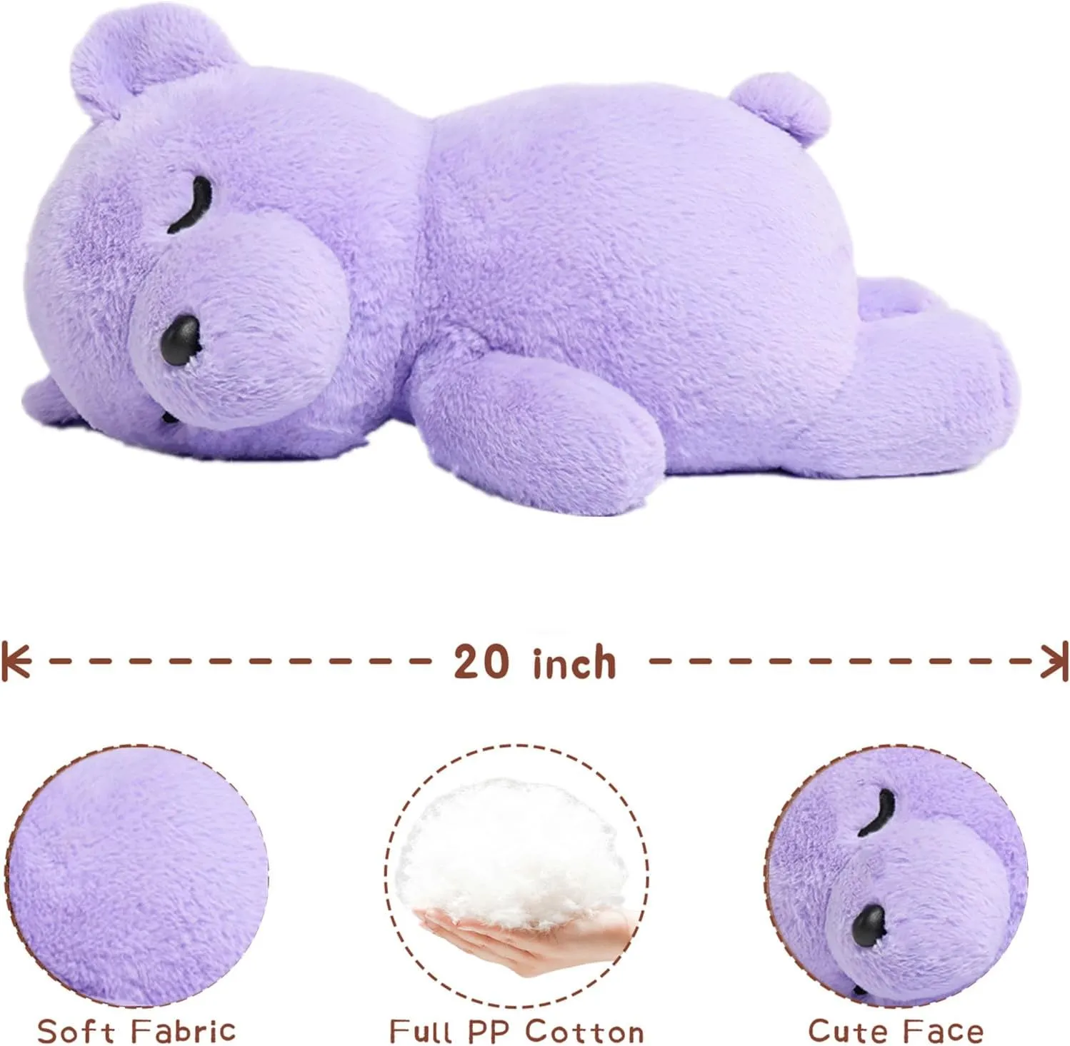 Tezituor Koala Stuffed Animal Plush Pillow,20" Soft Plush Koala Bear Hugging Pillow Home Decor Birthday Gift for Kids Girls Boys,Purple